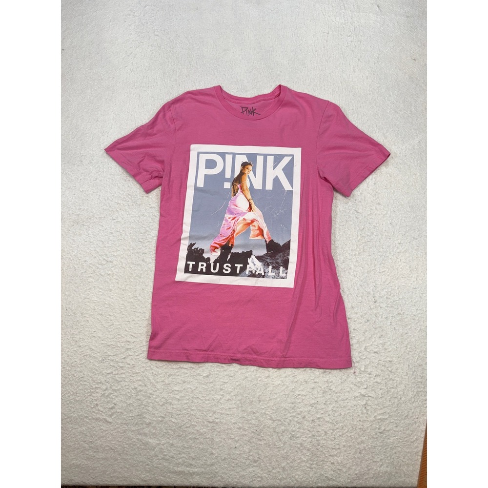 Pink Trustfall Concert Tour Graphic T-Shirt Pink Small Tracklist Back Cotton